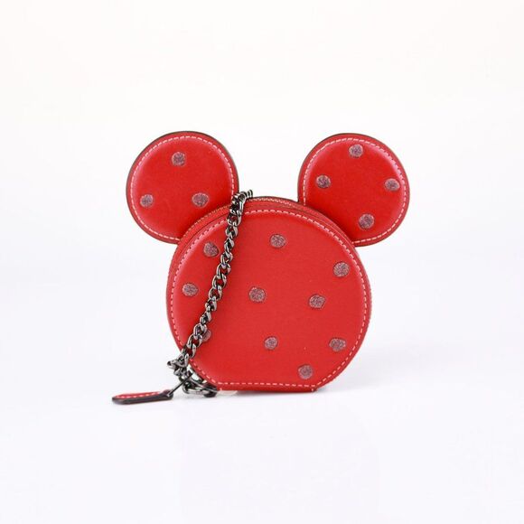 NEW Coach Mickey Mouse EAR Coin Case Wallet Red - Picture 2 of 7